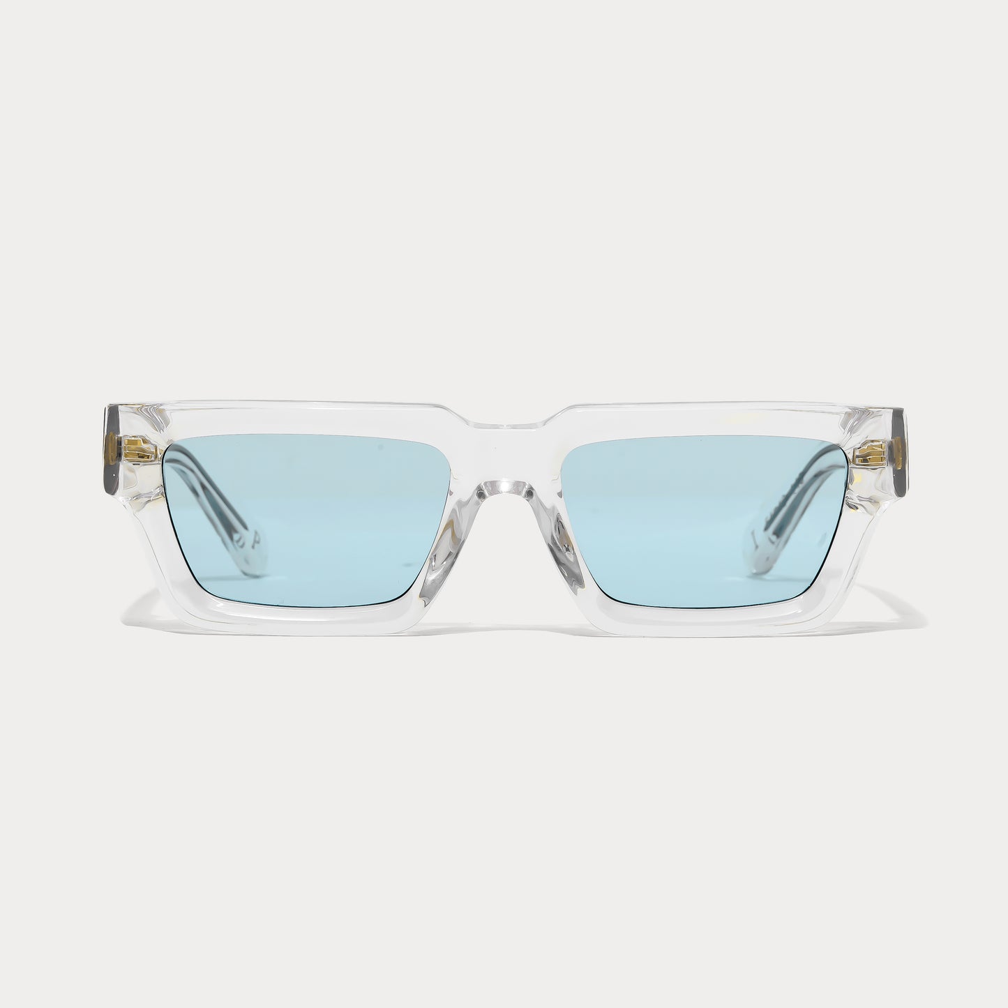 Clear Acetate Sunglasses with Blue Lenses