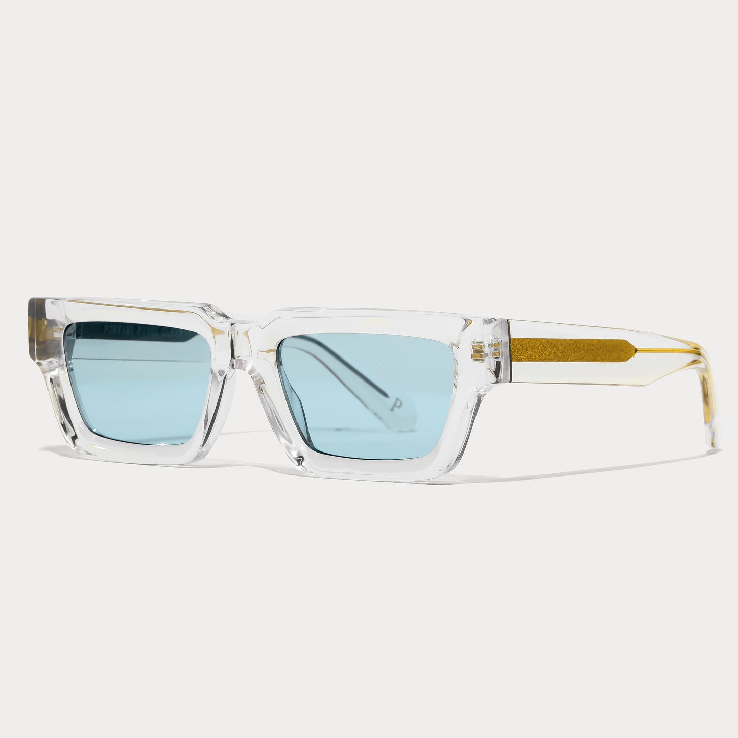 Clear Acetate Sunglasses with Blue Lenses