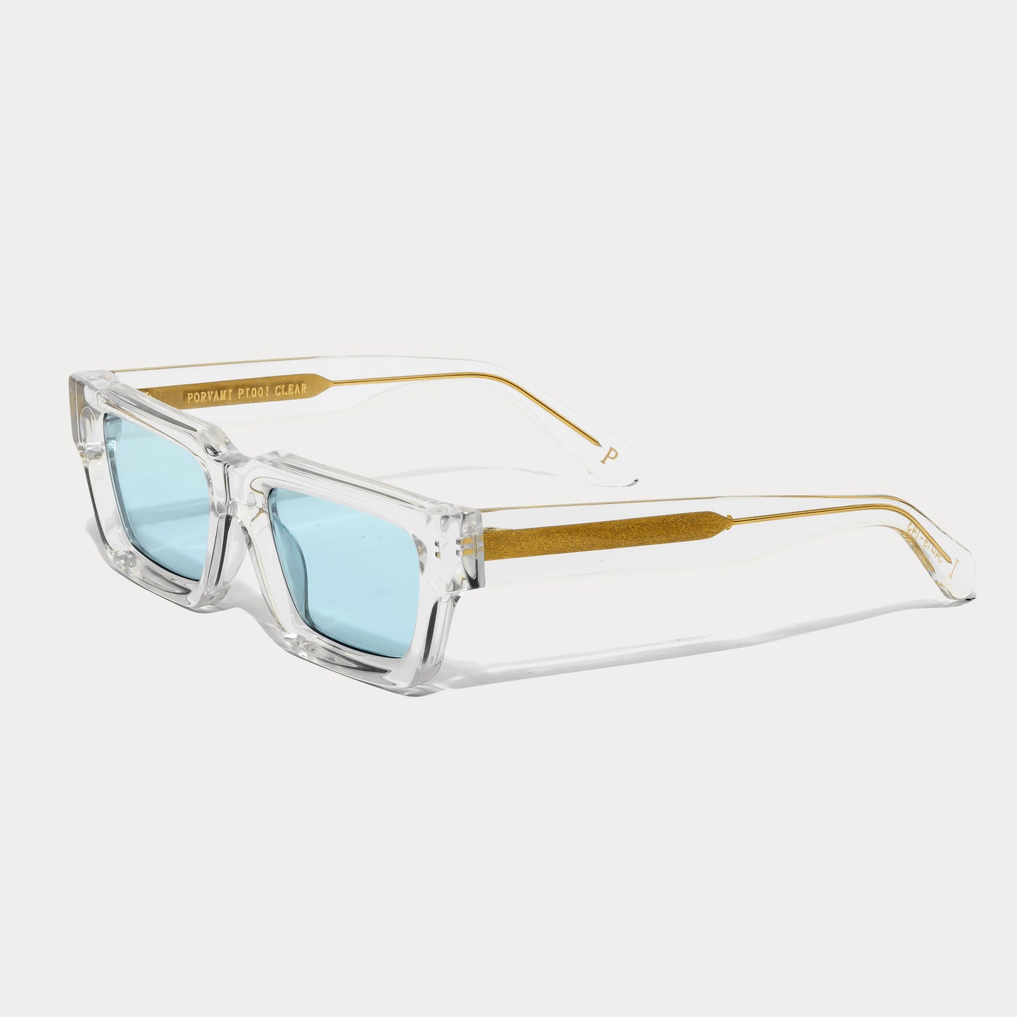 Clear Acetate Sunglasses with Blue Lenses